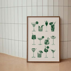 A1 Prints: Green Cocktails, Print