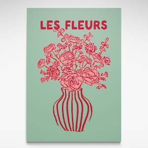 Les Fleurs Green and Pink, Print