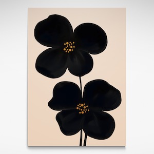 A1 Prints: Mid Century Flower (Black and Cream), Print