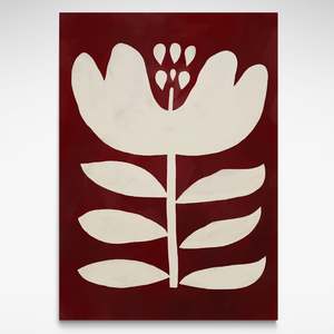 Large Dark Red and White Flower, Print