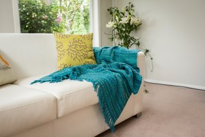 Products: Loom Room - Hand-spun Throw - Turquoise Blend