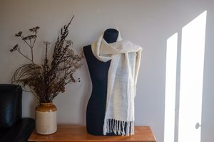 Loom Room - Scarf - Hand spun - Llama, Possum and Merino, Natural White