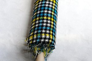 Products: Fabric - Merino - Yellow/Blue Hounds-tooth