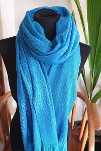 Products: Peacock Blue merino and camel blend shawl