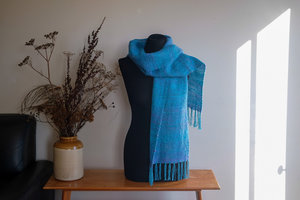 Loom Room - Scarf - Hand dyed and hand spun - Turquoise and Lilac blend