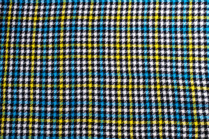 Fabric - Merino - Yellow/Blue Hounds-tooth