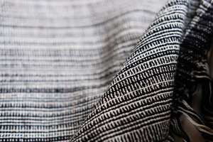 Fabric - Merino wool, Black and White random stripe