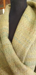 NEW Long Perino/Hand Dyed and Spun Shawl - Forest Fern