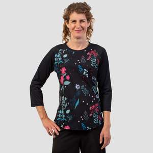 Floral R: Women's Raglan 3/4 Sleeve Floral .R Crew