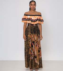 SUNSET TROPICANA RUFFLE DRESS