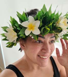 Seis And Flower Hair Clips: Island Grace Flower Crown/Haku Lei/ Pale