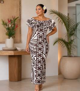 Taupou Dresses: HUAHINE BROWN DRESS