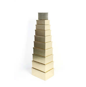 Rectangular Gift Box 10 Set: Gold Leather Look Gift Box