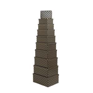 Rectangular Gift Box 10 Set: Gold Dot Black Gift Box