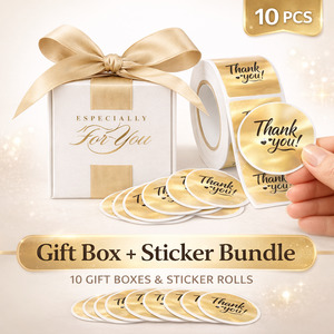 Collections Cube Gift Box 10 Set: Favour Box + Sticker Set – 10 Pack Bundle NZ