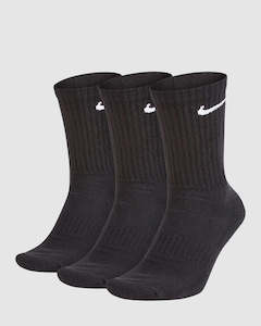 Socks: NIKE EVERYDAY COTTON CUSHIONED CREW SOCKS ( 3 PACK) - BLACK/WHITE