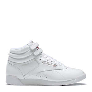 Reebok: REEBOK WOMENS FREESTYLE HI - WHITE/SILVER