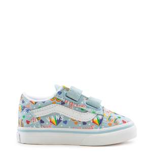 Vans: VANS INFANT OLD SKOOL V - (RAINBOW VANS) WINTER SKY/TRUE WHITE