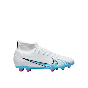 NIKE KIDS JR SUPERFLY 9 CLUB FG/MG - WHITE/BALTIC BLUE/PINK BLAST