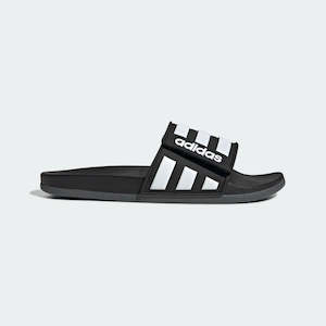 ADIDAS ADILETTE COMFORT ADJUSTABLE SLIDES - Core Black / Cloud White / Grey Six