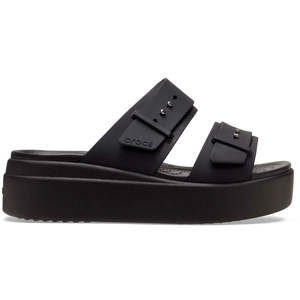 CROCS BROOKLYN BUCKLE LOW WEDGE - BLACK/BLACK
