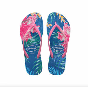 HAVAIANAS KIDS SLIM FLORAL PALM - TRANQUILITY BLUE