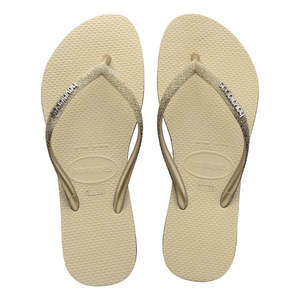 Womens Slides Jandals: HAVAIANAS SLIM SPARKLE - SAND GREY
