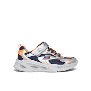 Kids: SKECHERS KIDS S LIGHTS METEOR LIGHTS GLOW STRIDER - SILVER/ORANGE