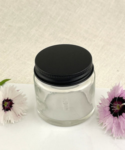 Products: Jar Glass Clear with Black Aluminium Lid - 65 ml - Lotus Oils New Zealand