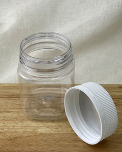 Products: Jar PET Clear Square with white lid - 2 sizes - CLEARANCE - Lotus Oils New Zealand
