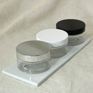 Products: PET Boston Round Nicki Jar Clear 100 ml- with various 70 mm lids - Lotus Oils New Zealand