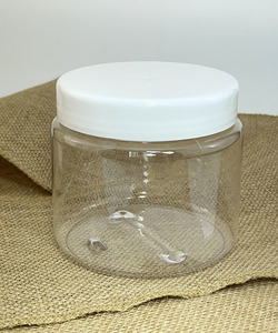 Products: Premier Clear Plastic Pot with White Lid- 600g - Lotus Oils New Zealand