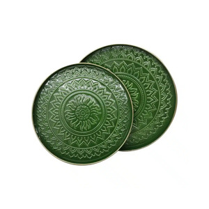 Cotton Tray set/2 Aztec - Dark Green