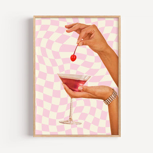Wall Art: Pink Cocktail Art Print by Salty Biche A3 Unframed