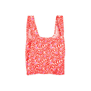 Tote Bags: Reusable Bag Medium - Abstract Flowers Red