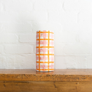Large Vase - Pink & Orange Gingham