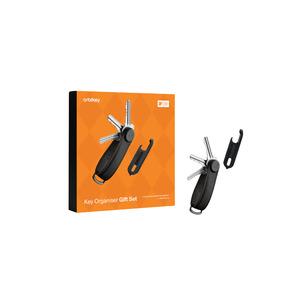 Key Organiser Crazy Horse + Multi-Tool v2 Set - Black with Orange Stitching