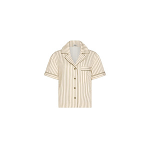 Hommey: Short Sleeve Sleep Shirt - Matcha Stripes
