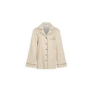 Hommey: Long Sleeve Sleep Shirt - Matcha Stripes
