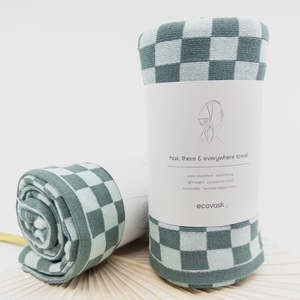 Hair & Travel Towel - Sea Foam Chequer