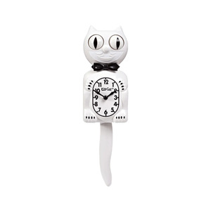 White Gentleman Kit-Cat Klock with Black Bow Tie