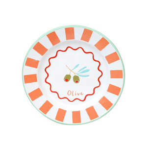 Olive Enamel Plate - 25cm