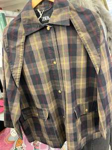 Zara Check Scarf Collar Trench Coat