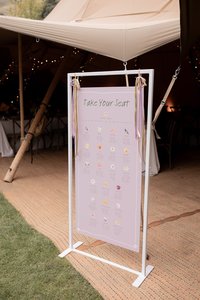 Products: Tall Signage Stand - White - Loula – Wedding & Event Hire