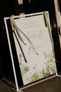 Products: Short Signage Stand - White - Loula – Wedding & Event Hire