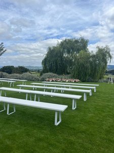 Products: White Bench Seat - Loula – Wedding & Event Hire