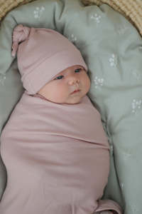 Swaddles: Merino/Bamboo Baby Swaddle Dusty Rose by Burrow & Be