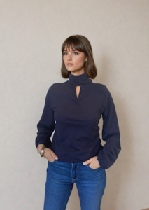 Top: Merino Uppsala Top, Navy