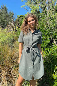 All: Teyuna Shirt Dress - Moss Linen