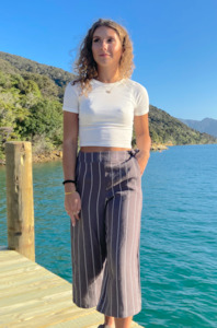 Pants: Paloma Linen Pant - Truffle Stripe